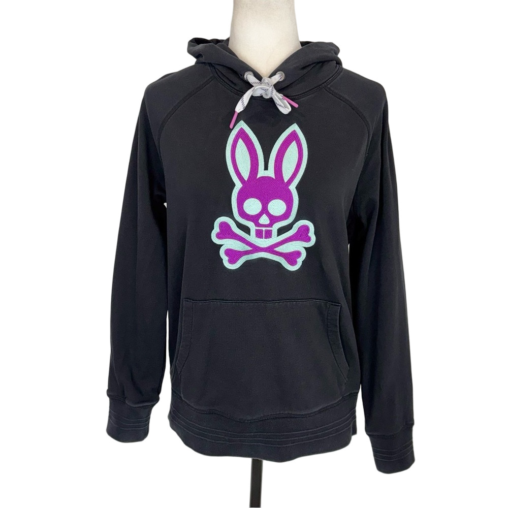 Psycho Bunny black embroidered hoodie